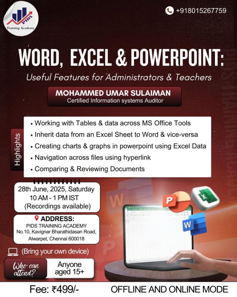 WORD, EXCEL & POWERPOINT: Useful Features for Administrators & Teachers