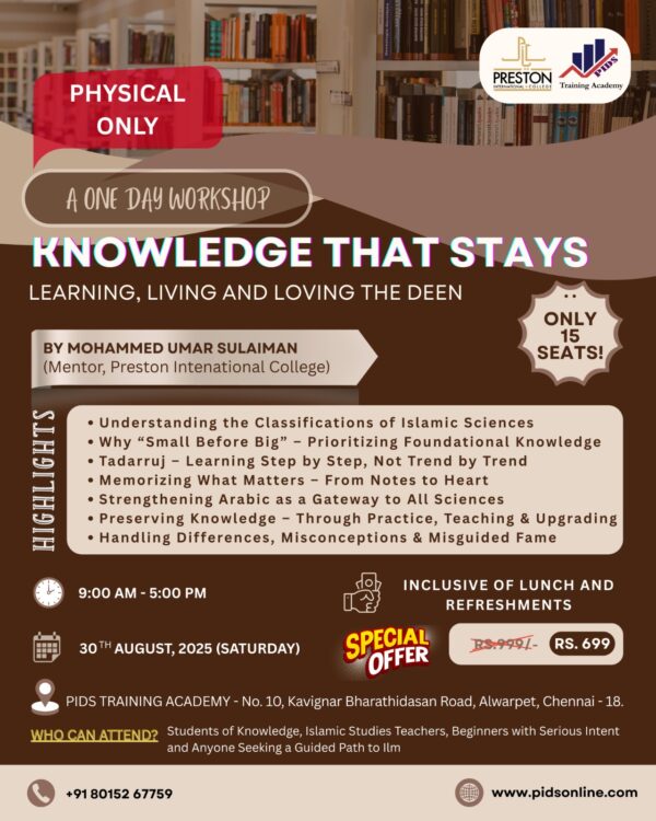 Knowledge That Stays – One Day Islamic Workshop in Chennai