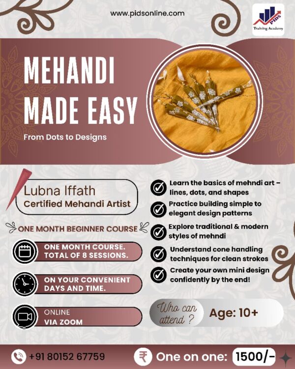 Mehndi Made Easy: From Dots to Designs – ONE on ONE Classes