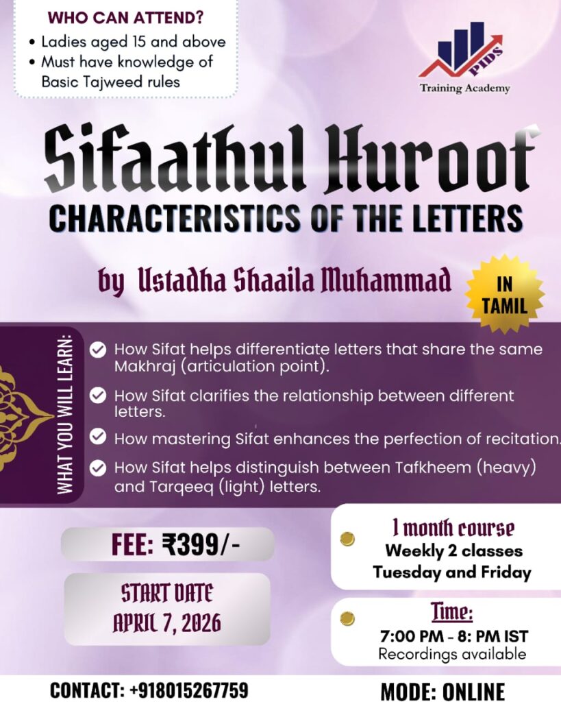 Sifaathul Huroof – Characteristics of the Letters